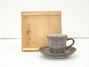 JAPANESE POTTERY UTSUTSUGAWA WARE / COFFEE CUP & SAUCER SET BY GAGYU YOKOISHI 